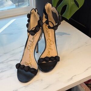Sam Edelman Addison Suede High Heel Ankle Strap Sandals in black